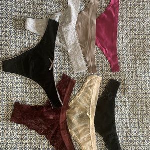 Pack of six various type of panties.  Thongs, sheer, and lace.